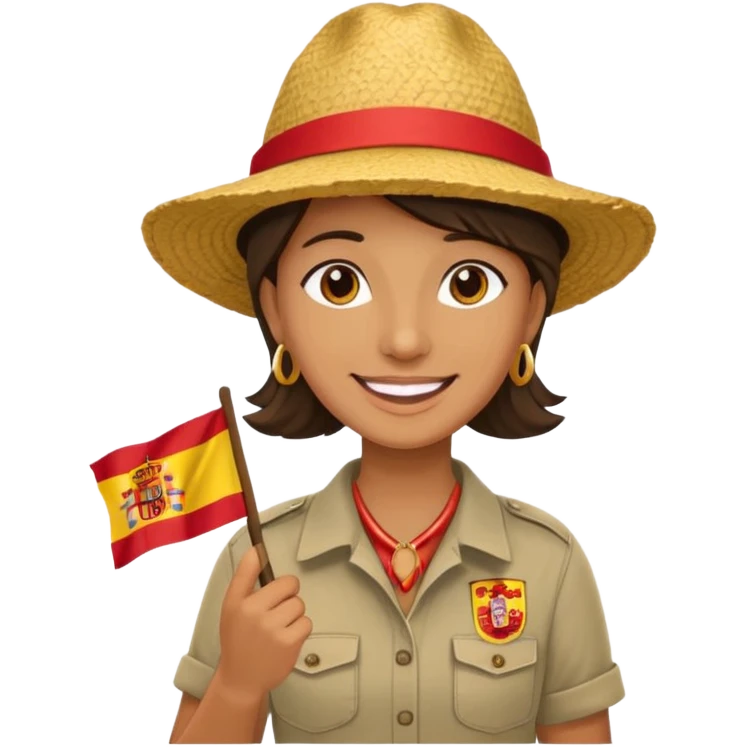 tourist guide with spanish flag in hand emoji