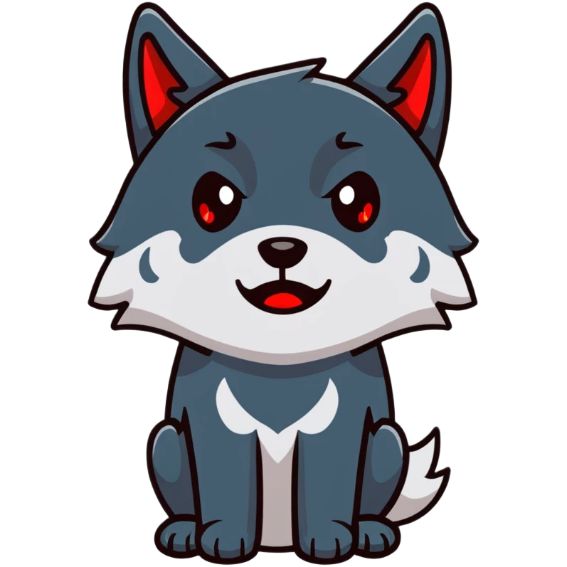 sad crying black wolf with red eyes emoji