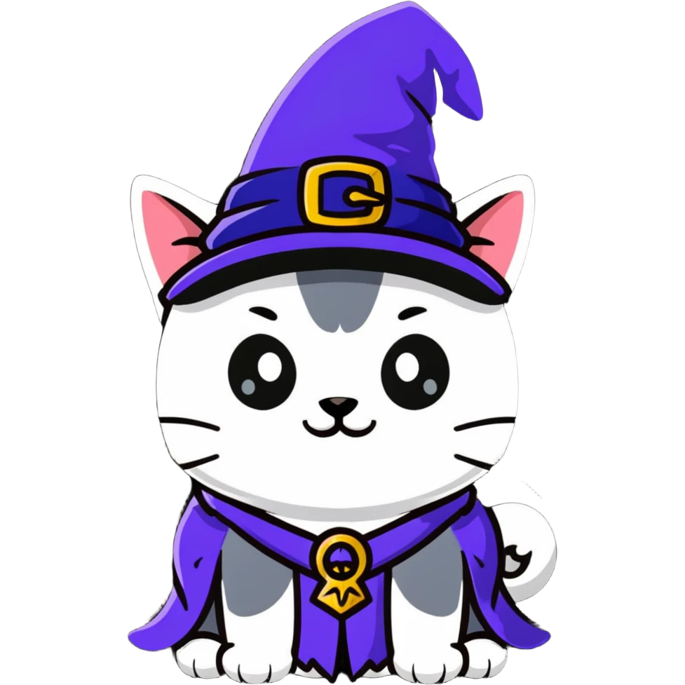 wizard cat cute cartoon sticker emoji