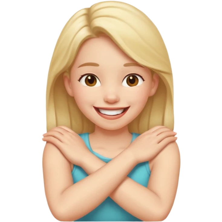 Arms crossed holding neck laughing girl emoji