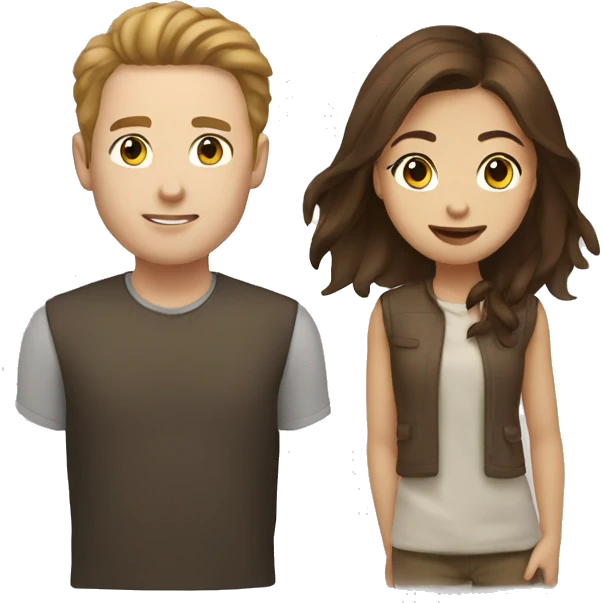 Brown haird asian girl with brown hair white guy emoji