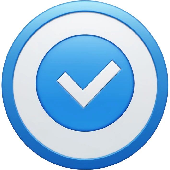 A blue circle with sharp edges outside the circle and a while tick inside emoji