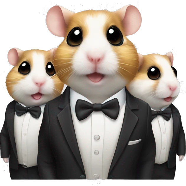Three small happy hamsters in suits and round shades  emoji