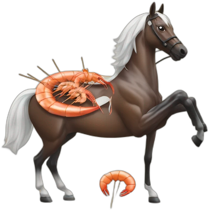 Race horse grilling shrimp skewers emoji