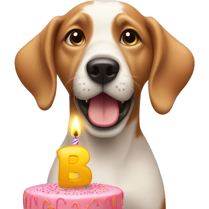 Dog blowing out birthday candles emoji