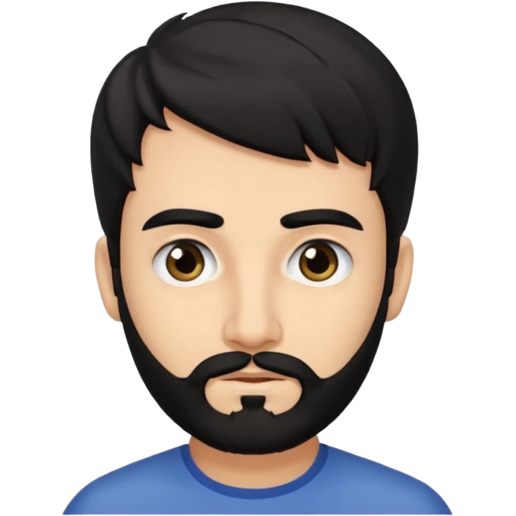 young fair skin Pakistani man with black beard wavy hair and squinted eyes and thick eyebrows emoji