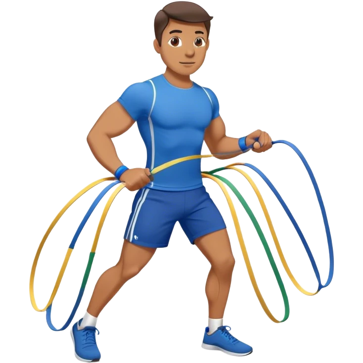 fit man with blue shorts resistance bands exercises emoji