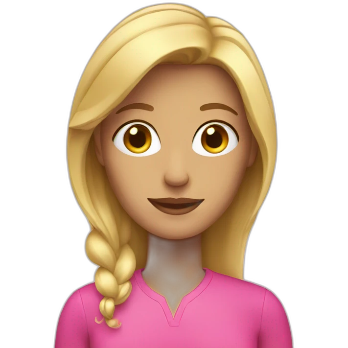 blond woman wearing pink emoji