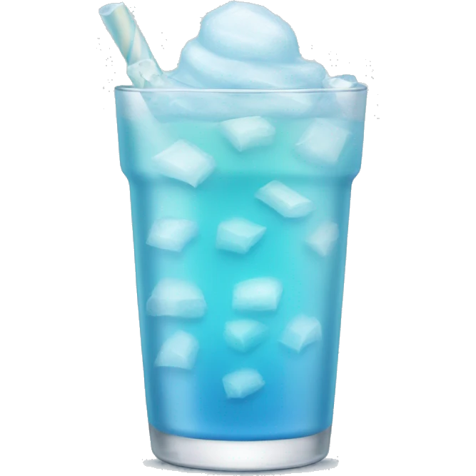 pastel blue drink with lots of ice and frosted glass emoji