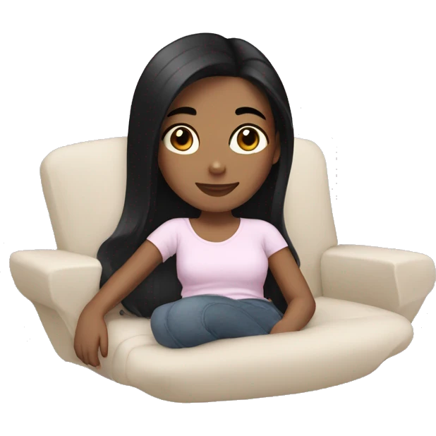 Girl with black hair relaxing  emoji