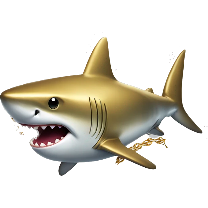 realistic gold shark wearing chain and wrapping  emoji