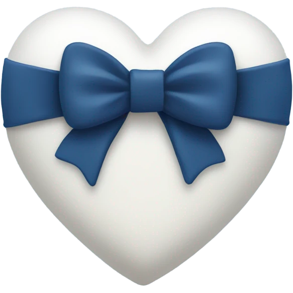 Navy white heart with a blue bow  emoji
