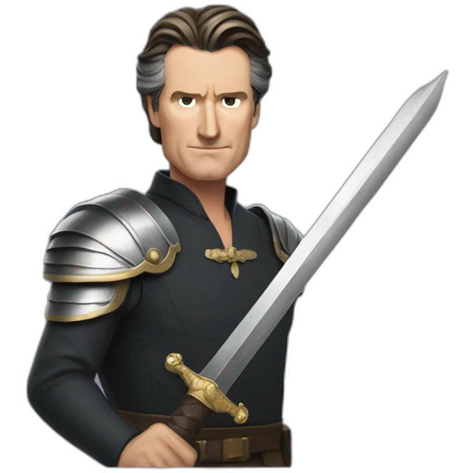 Gavin Newsom with a sword emoji