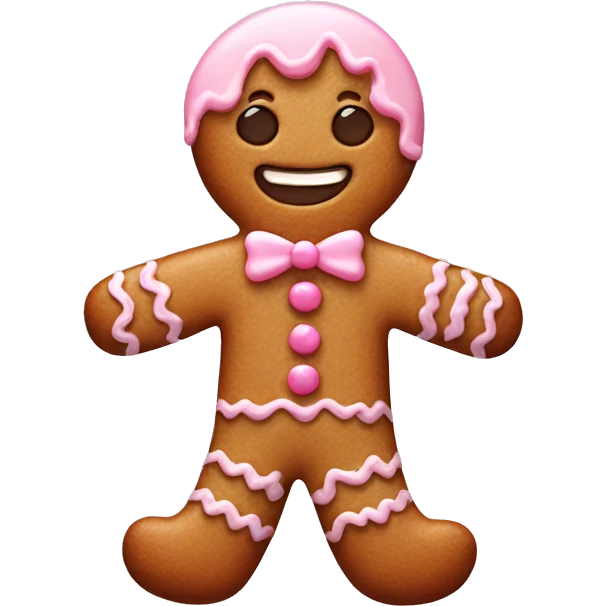 cute gingerbread man, with pastel pink frosting emoji