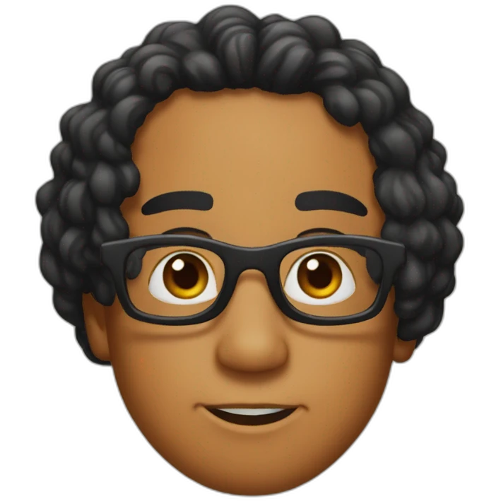 cheeto with long black hair and glasses emoji
