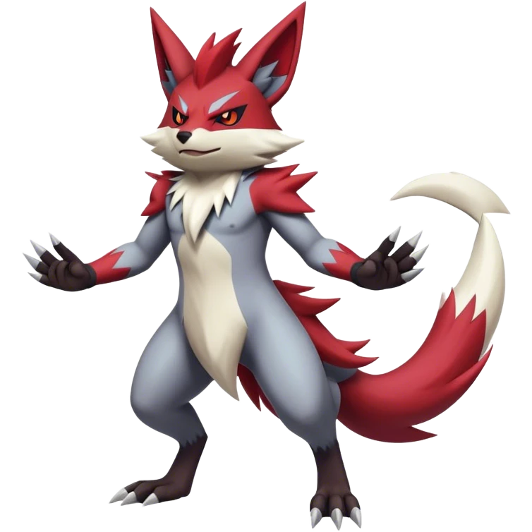 Edgy Cool Beautiful Zangoose-Zoroark, full body emoji