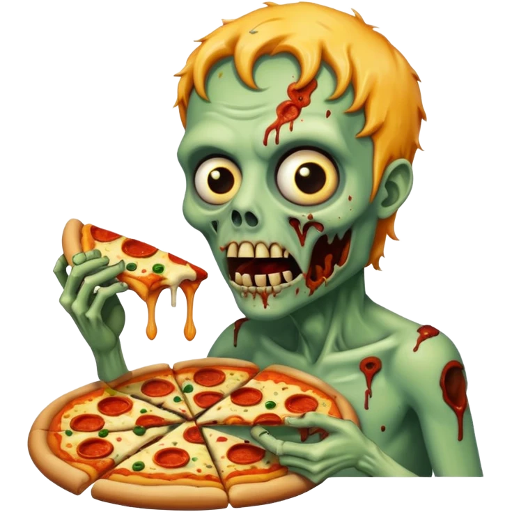 Zombie eating pizza emoji
