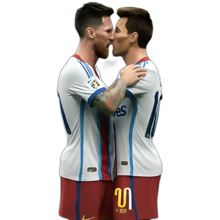 Messi kissing Ronaldo emoji