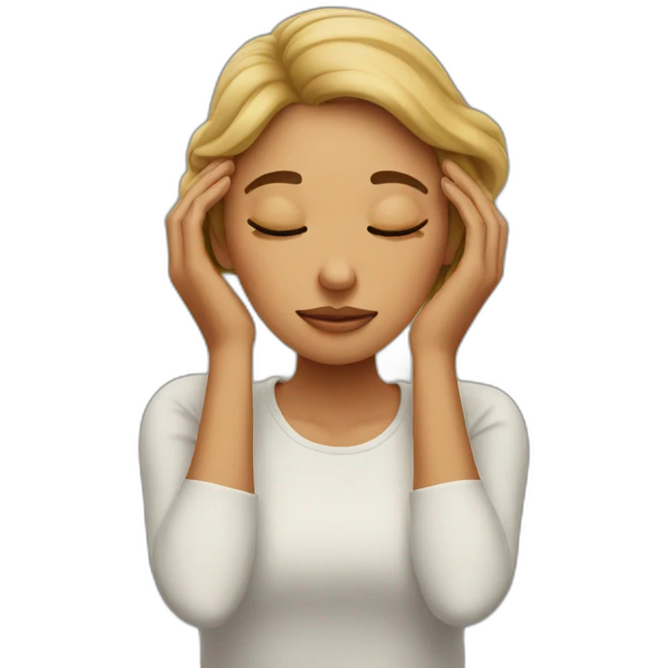 woman closes her eyes with her hands emoji