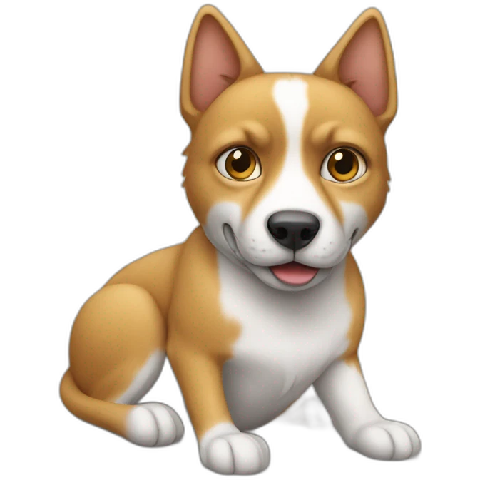 Un chat sur un chien emoji