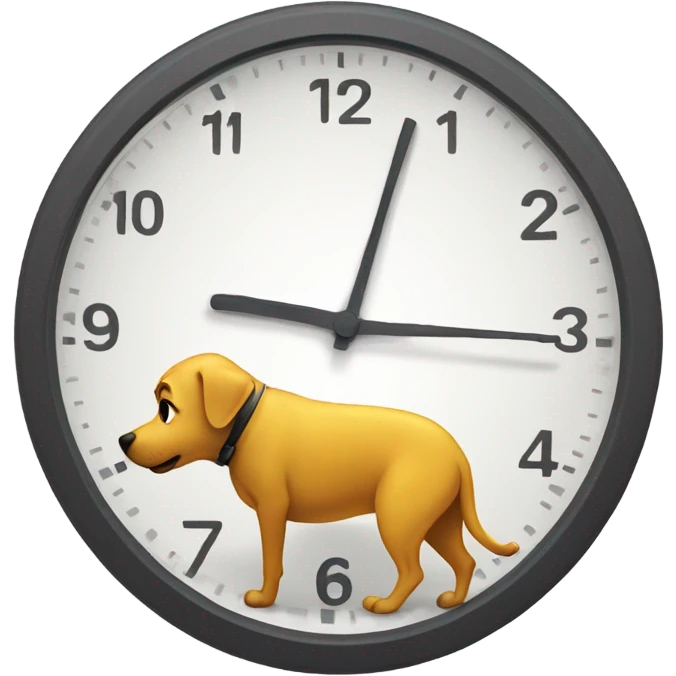 a dog pisses on a big clock emoji