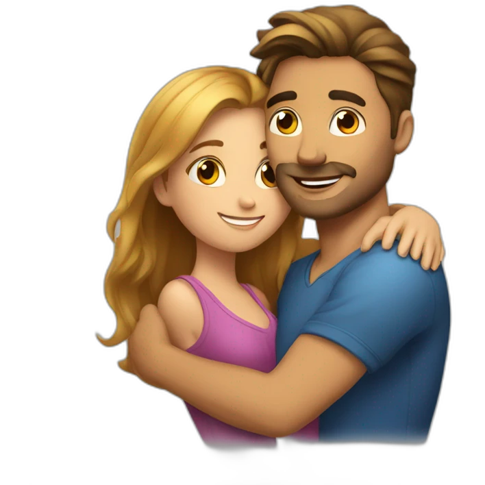a handsome man hugging a beautiful girl emoji