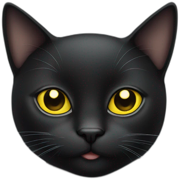 Black cat with white chin and yellow eyes emoji