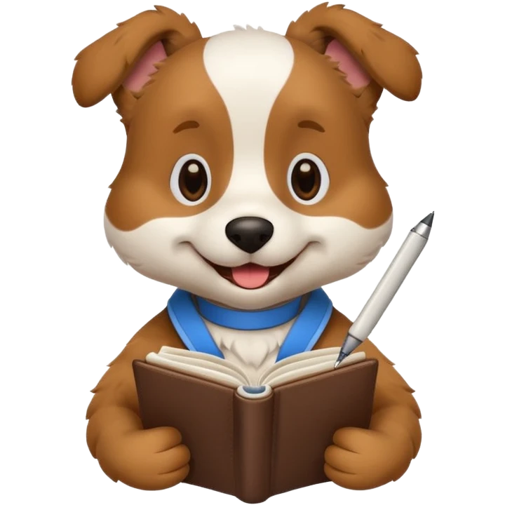 funny dog with diary and pen emoji