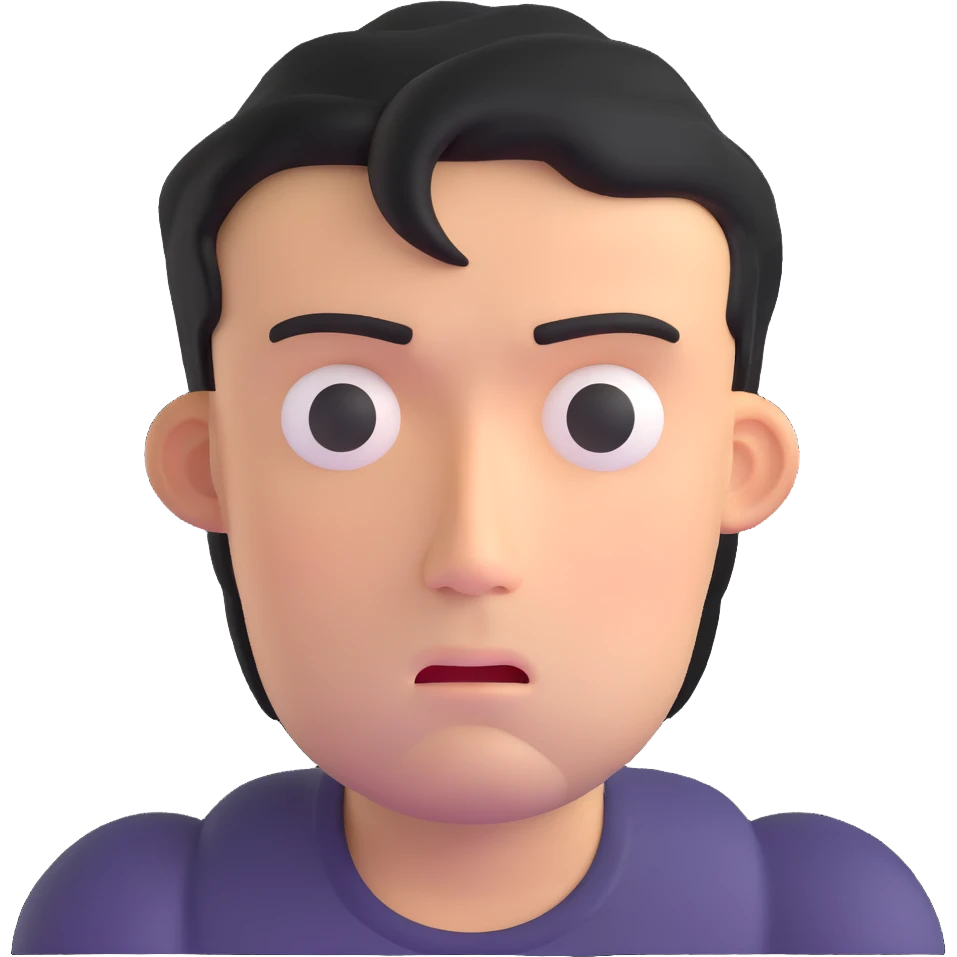 man with a troubled look on his face emoji