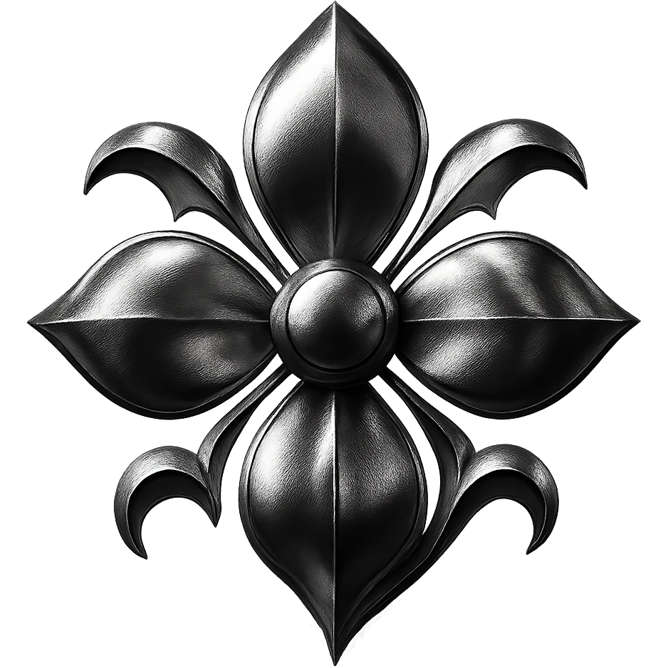 gothic flower, metallic shine, reflective, futuristic gothic details, black and magenta emoji