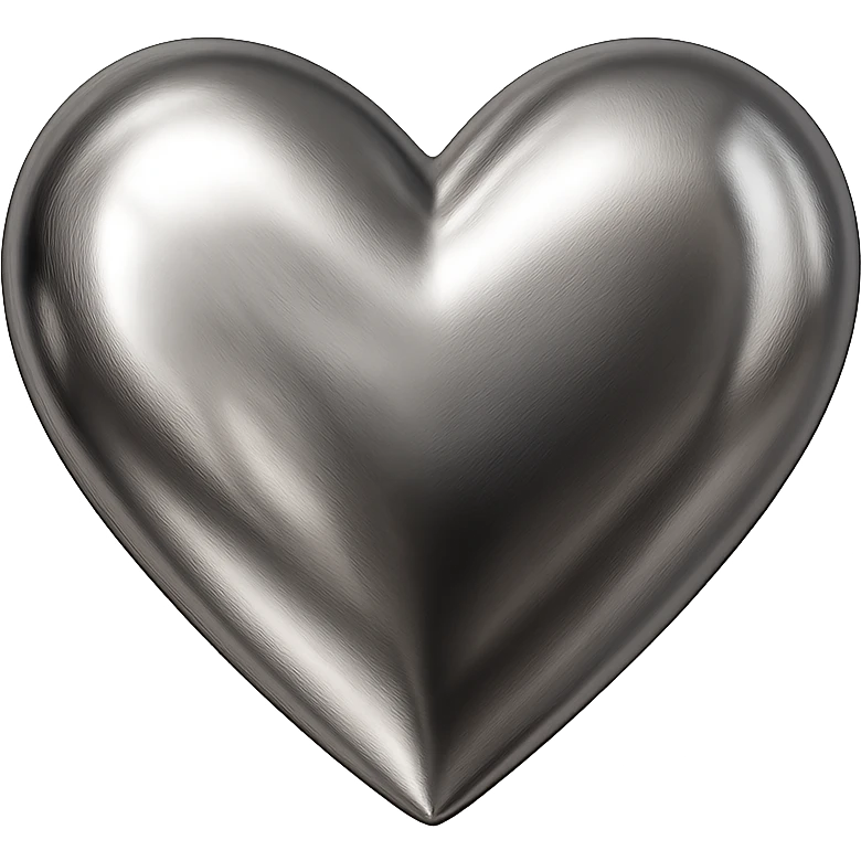 heart with a metallic platinum finish emoji