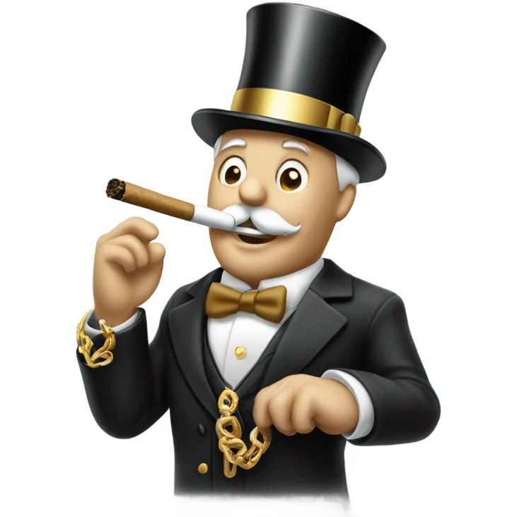 Monopoly man with gold chain and smoking cigar emoji