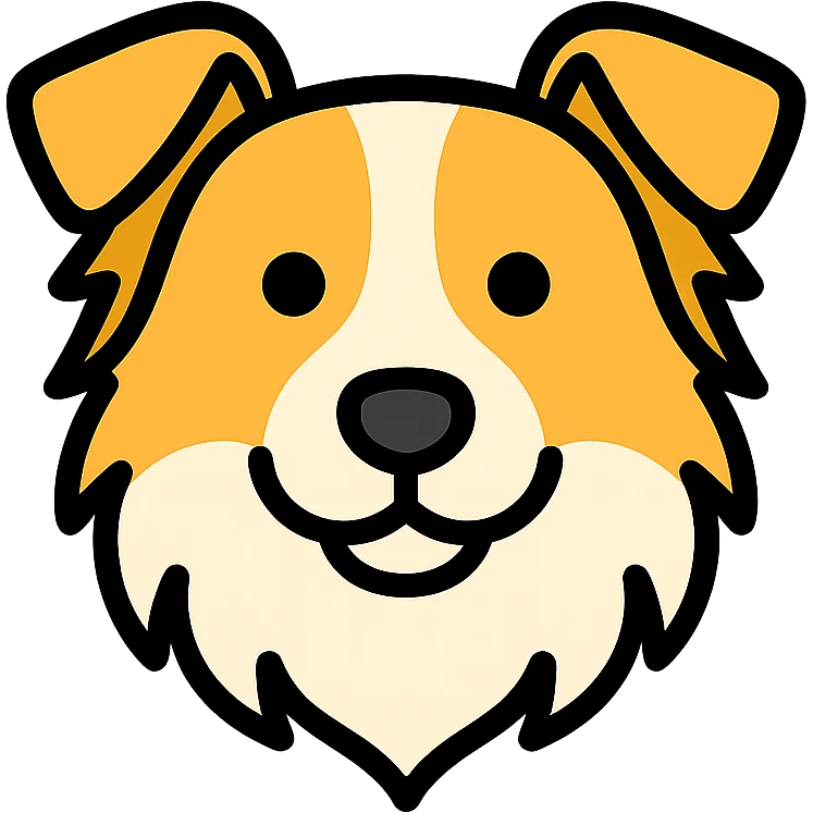 blonde and white border collie dog icon with color outline and black outlines emoji