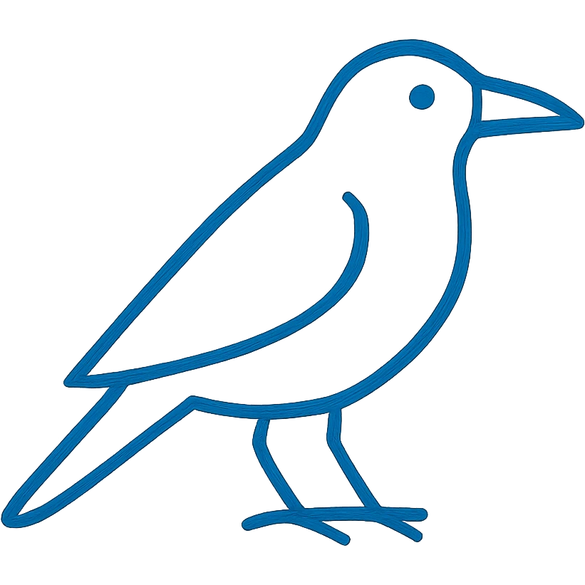 blue raven, minimal, geometric emoji