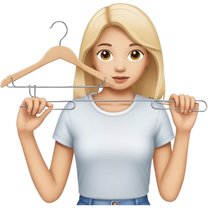 girl holding a clothes hanger emoji