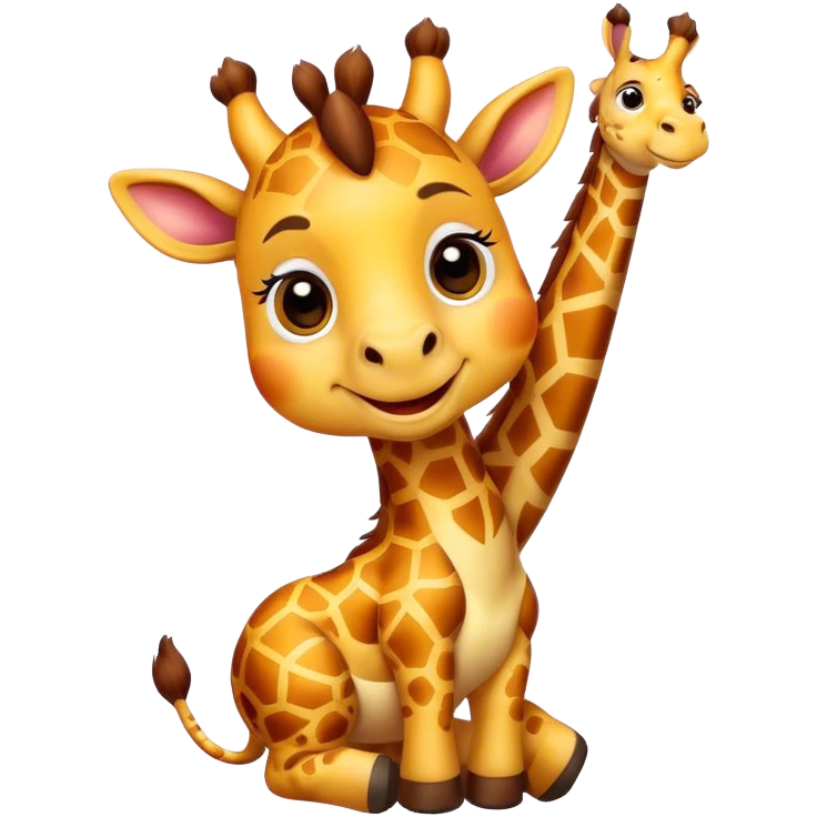 Cartoon cute dwarf giraffe with a smile, giving a big thumbs-up emoji
