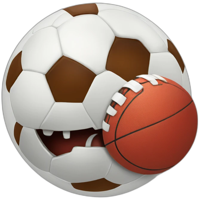 Red healer holding a deflated soccer ball in its mouth emoji