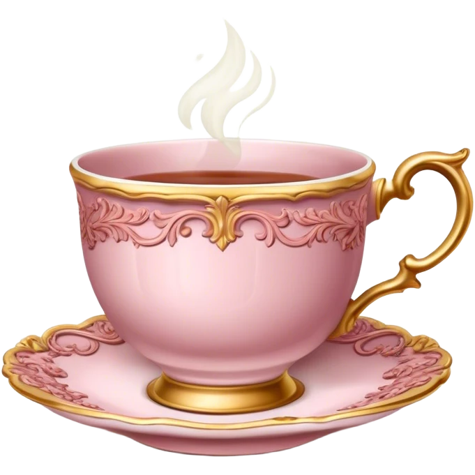 dusty rose colored tea cup, baroque style emoji