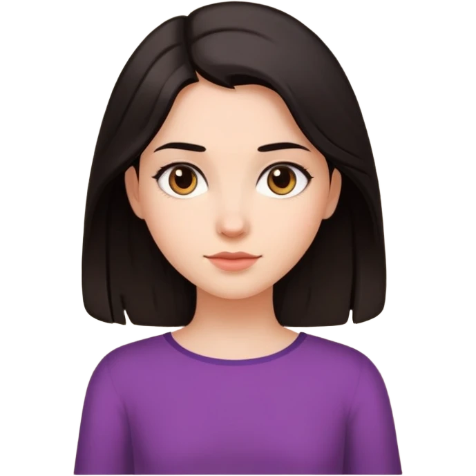 A girl mid length dark hair reaching her shoulders  emoji