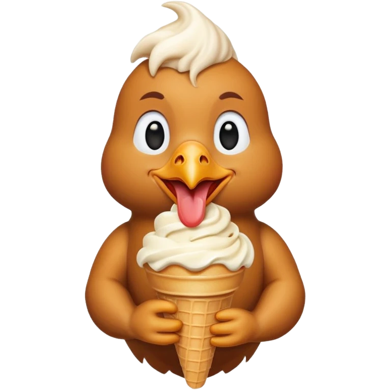 A chicken eating ice cream  emoji