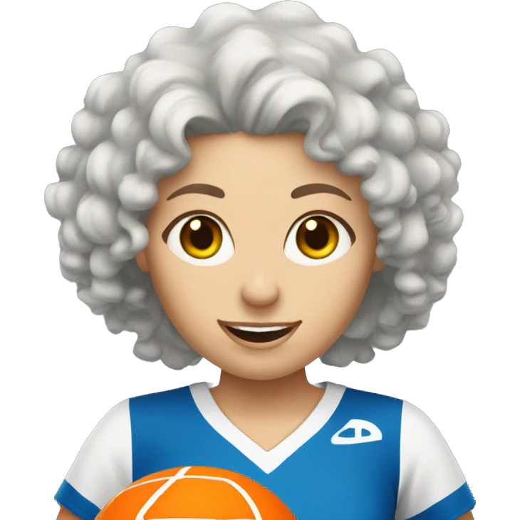 White woman curly hairyplaying pickleball emoji