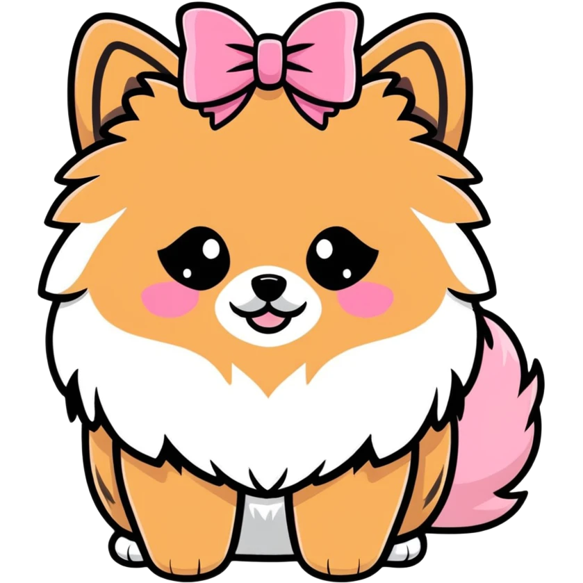 Pomerania con fiocco rosa emoji