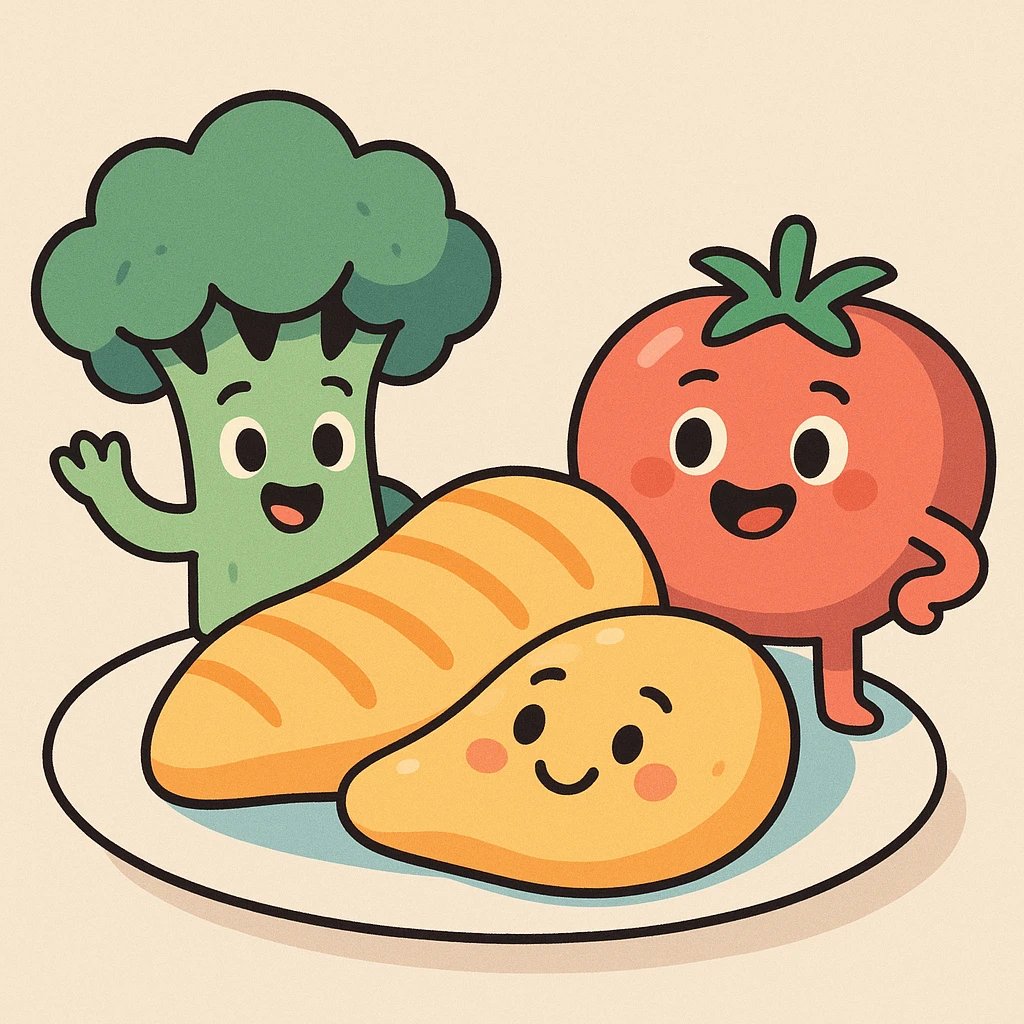 Meal broccoli chicken and tomato  emoji