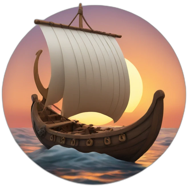 viking ship on the ocean with sunset background emoji