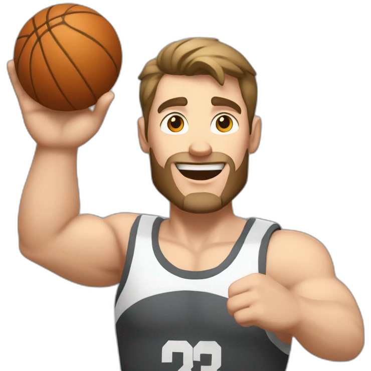 Close up Actively gesturing  with hands Pale skinned Fit Man With the biceps and brown hair in dark gray Sleeveless Mike, black oversize sports shorts, watch and white Sneakers emoji