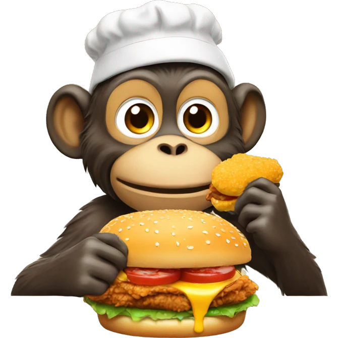 Monkey eating fried chicken burger  emoji