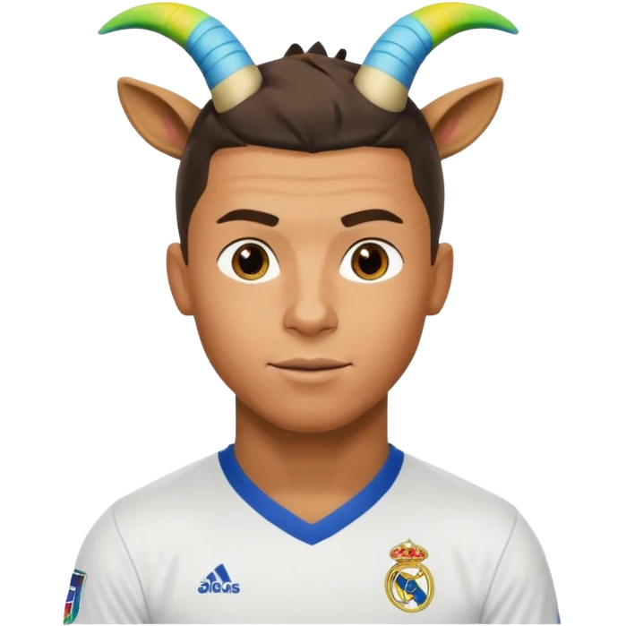 I want Ronaldo in Madrid and something over his head saying GOAT emoji