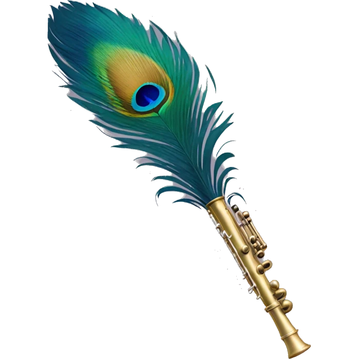 Peacock feather attached to flute emoji
