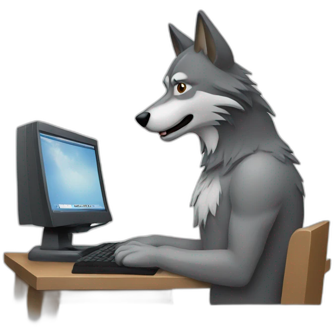 wolf at a computer emoji