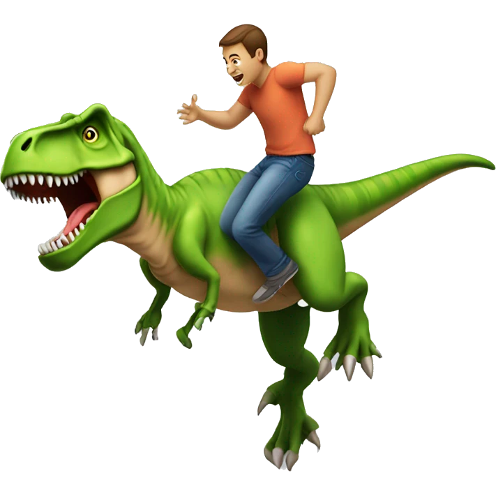 A man doing a back flip with a t-Rex on his back emoji